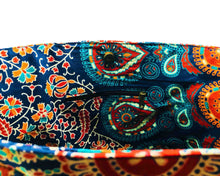 Inner Zip of Blue and Orange Mandala Cotton Handbag by Idaman Suri