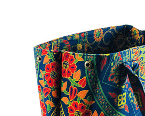 Close-up of Multicoloured Mandala Cotton Handbag by Idaman Suri