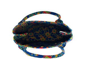 Top view of Multicoloured Mandala Cotton Handbag by Idaman Suri