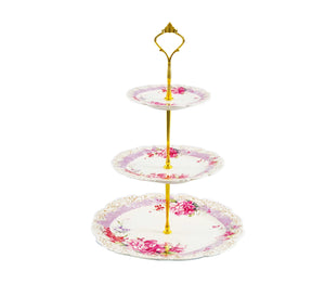 Floral Three-Tiered Porcelain Tray
