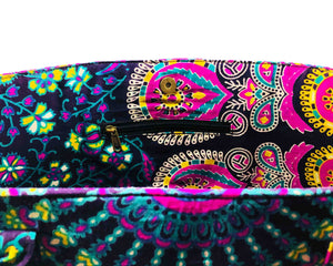 Inner Zip of Purple Mandala Cotton Handbag by Idaman Suri