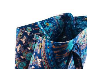 Close-up of Blue Mandala Cotton Handbag by Idaman Suri