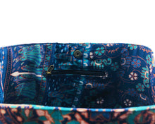 Inner Zip of Blue Mandala Cotton Handbag by Idaman Suri