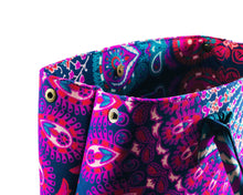 Close-up of Purple and Blue Mandala Cotton Handbag by Idaman Suri
