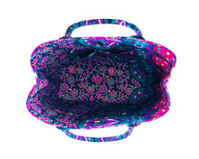 Top view of Purple and Blue Mandala Cotton Handbag by Idaman Suri