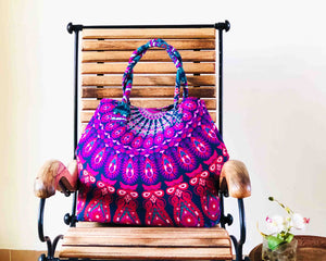 Purple and Blue Mandala Cotton Handbag by Idaman Suri