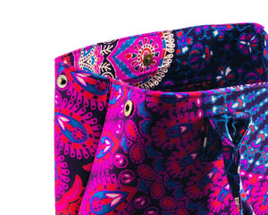 Close-up of Pink and Blue Mandala Cotton Handbag by Idaman Suri