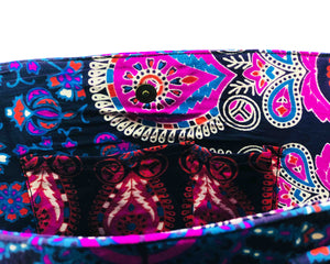 Inner Pockets of Pink and Blue Mandala Cotton Handbag by Idaman Suri