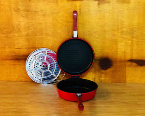 Opened Red Non-Stick Double Round Frying Pan 26cm by Idaman Suri