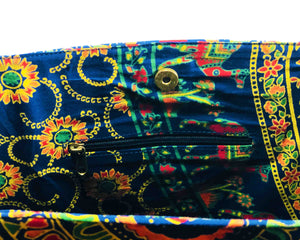 Inner Zip of Multicoloured Mandala Cotton Handbag by Idaman Suri