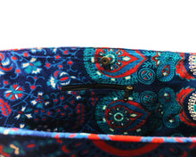 Inner Zip of Blue and Red Mandala Cotton Handbag by Idaman Suri