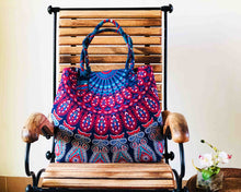 Blue and Red Mandala Cotton Handbag by Idaman Suri