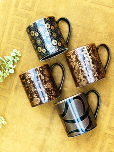 Brown Floral Mug Set