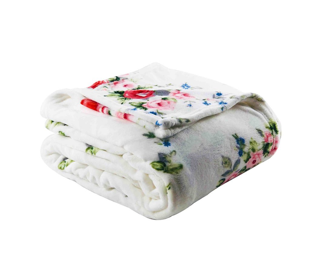 White Floral Soft Blanket