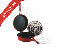 Red Non-Stick Double Round Frying Pan 26cm